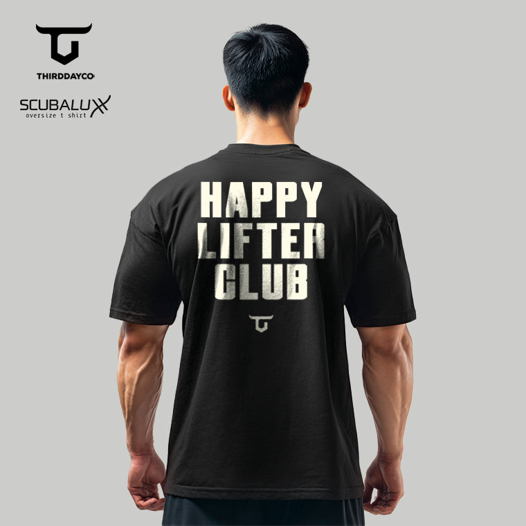 MTX62 Kaos Oversize Gym Scubalux Thirdday "happy lifter club" hitam