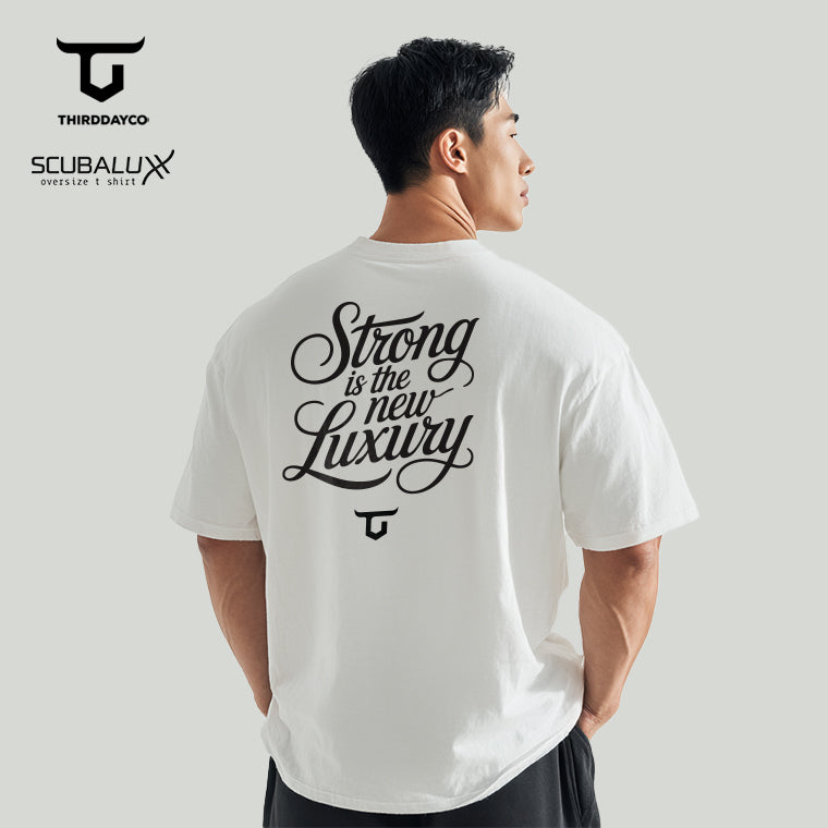 MTX64 Kaos Cewek Oversize Gym Scubalux "strong is luxury" putih