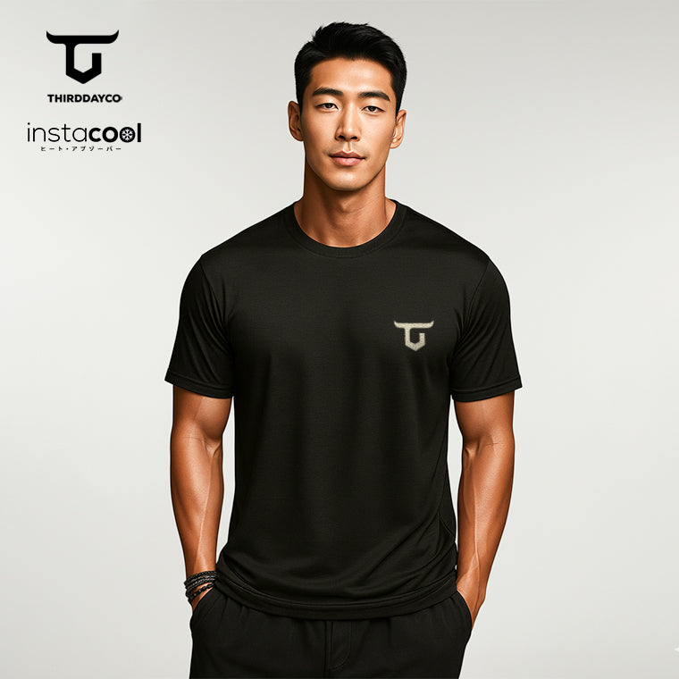 MTX68 Kaos Gym Pria Fitness Tangan Pendek Instacool Logo Tee Hitam