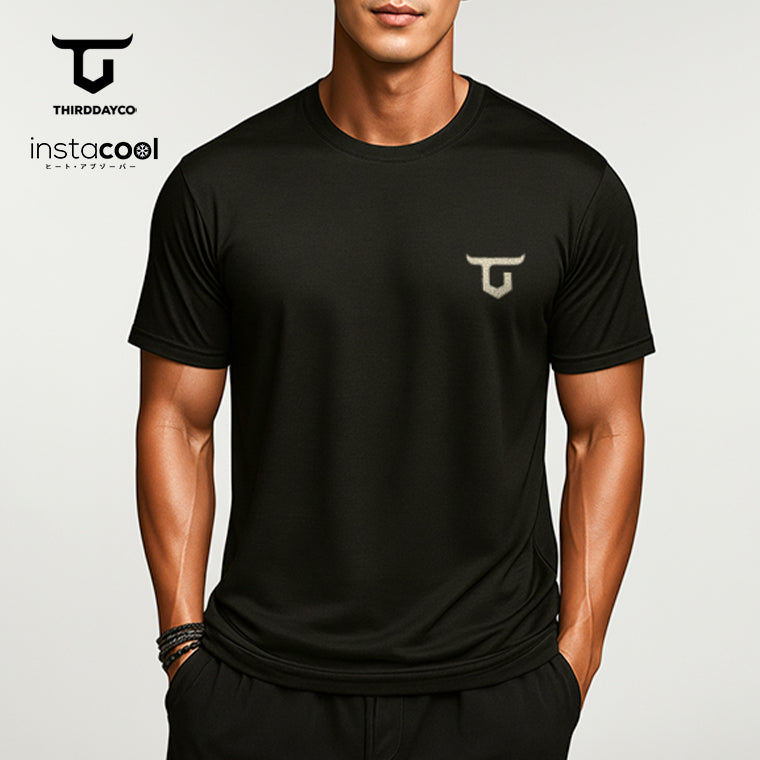 MTX68 Kaos Gym Pria Fitness Tangan Pendek Instacool Logo Tee Hitam