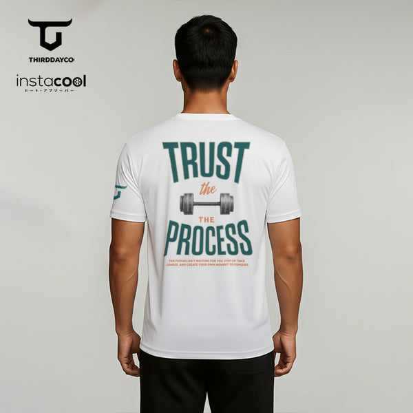 MTX70 Kaos Gym Pria Fitness Tangan Pendek Instacool "trust the process" putih