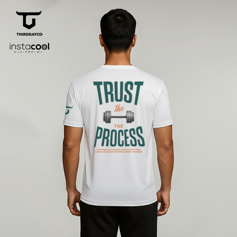 MTX70 Kaos Gym Pria Fitness Tangan Pendek Instacool "trust the process" putih