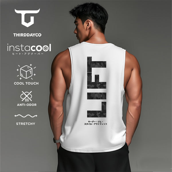 THIRDDAY singlet gym pria fitness "lift" putih SVN MTX90