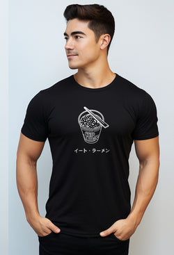 Nade NTC02 kaos pria tangan pendek nade japan eat ramen hitam