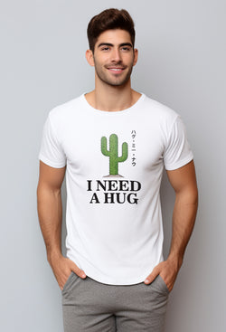 Nade NTC22 kaos anti kusut stretch kaktus i need a hug putih