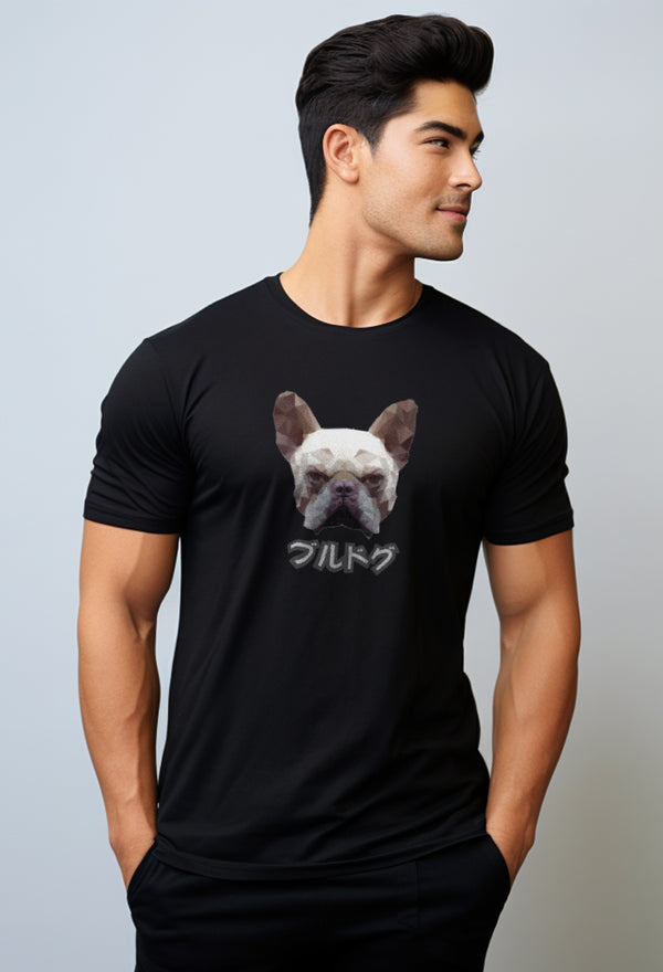 NTC88 kaos anjing pria bulldog keren branded besar anti kusut hitam