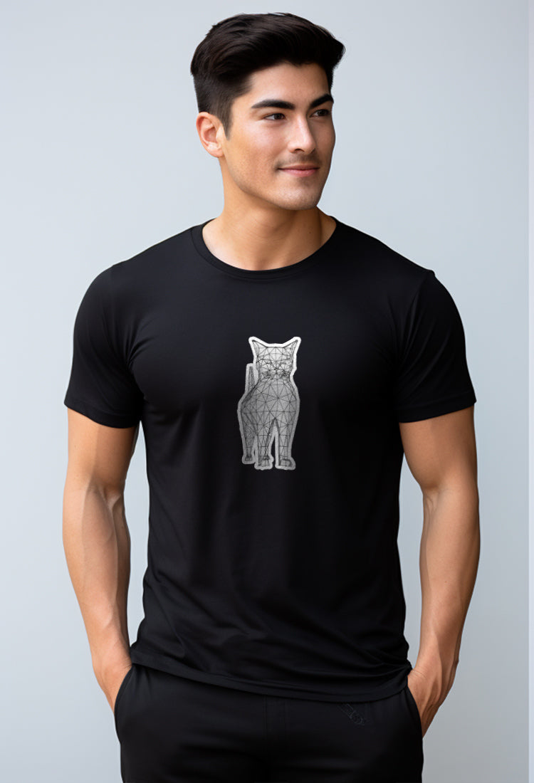 NTD02 kaos gambar kucing keren pria wanita cat wiremesh distro hitam