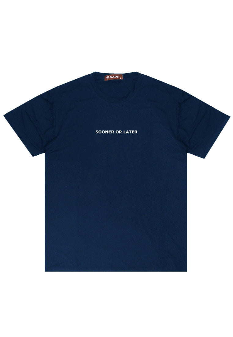 NTD40 Nade kaos pria lentur simple murah ketat keren untuk travelling slimfit stretch body "sooner or later" navy