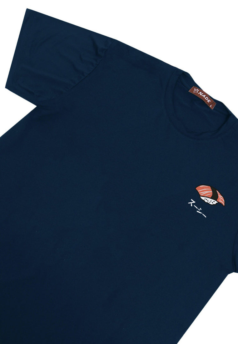 NTD45 kaos tangan pendek drifit stretch anti kusut pria "salmon sushi" navy