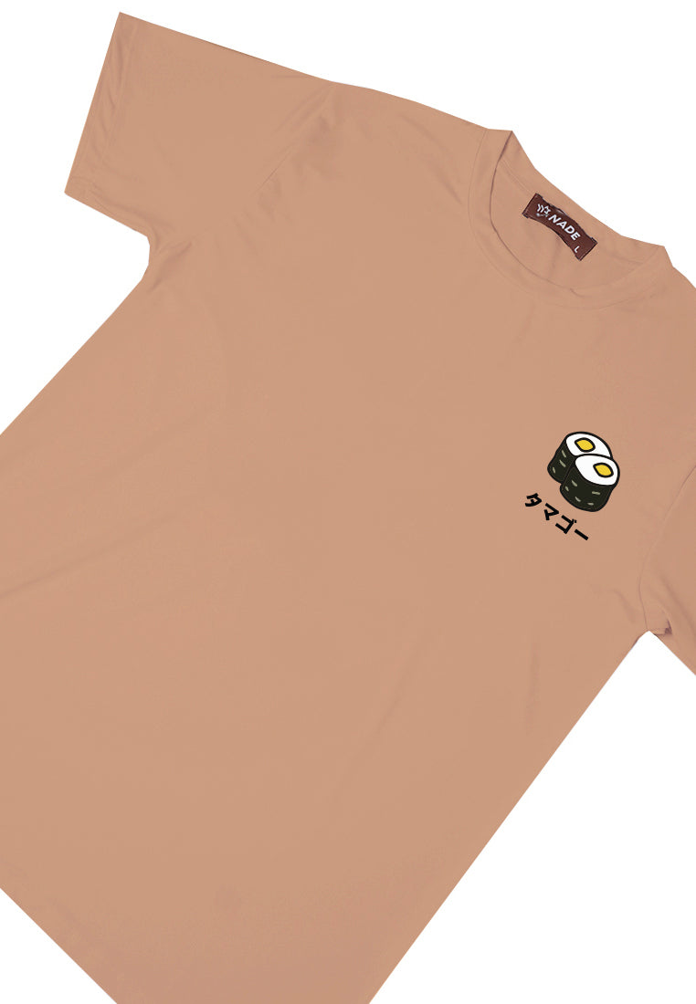 NTD48 kaos tangan pendek drifit stretch anti kusut pria "tamago sushi" khaki