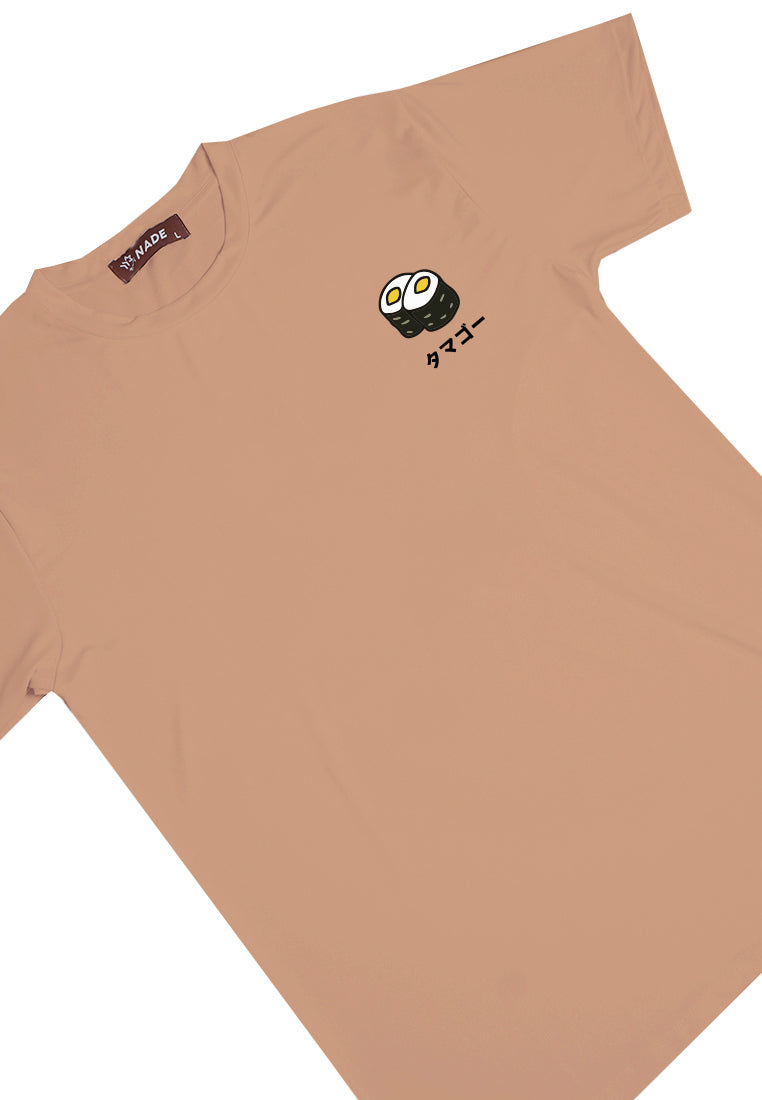 NTD48 kaos tangan pendek drifit stretch anti kusut pria "tamago sushi" khaki