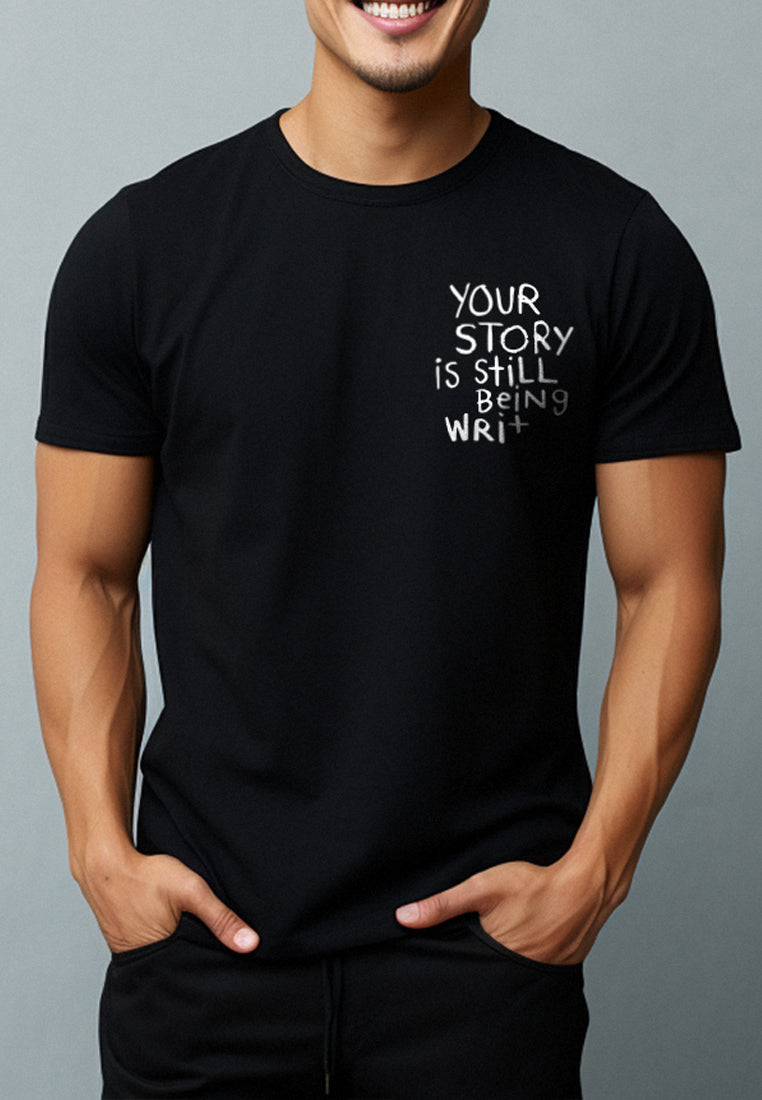 NTD52 kaos anti kusut spandex drifit lightweight "you story" hitam