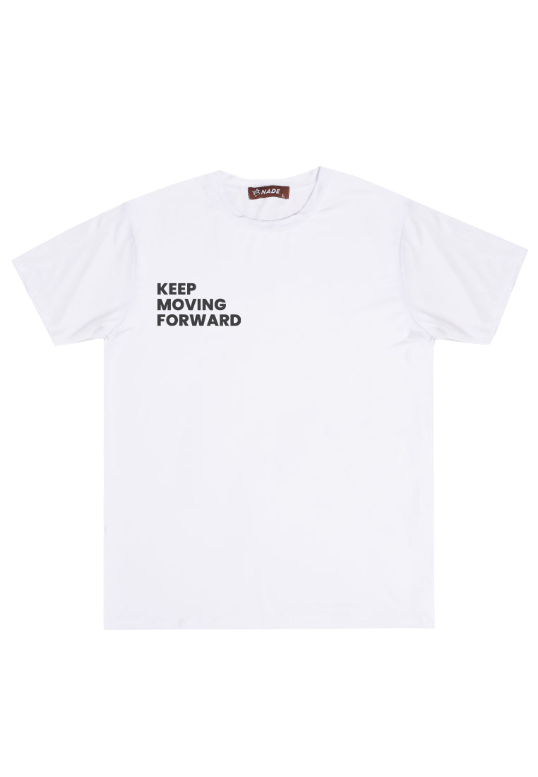 NTD93 Kaos Gym Stretch Nade "keep moving forward" putih