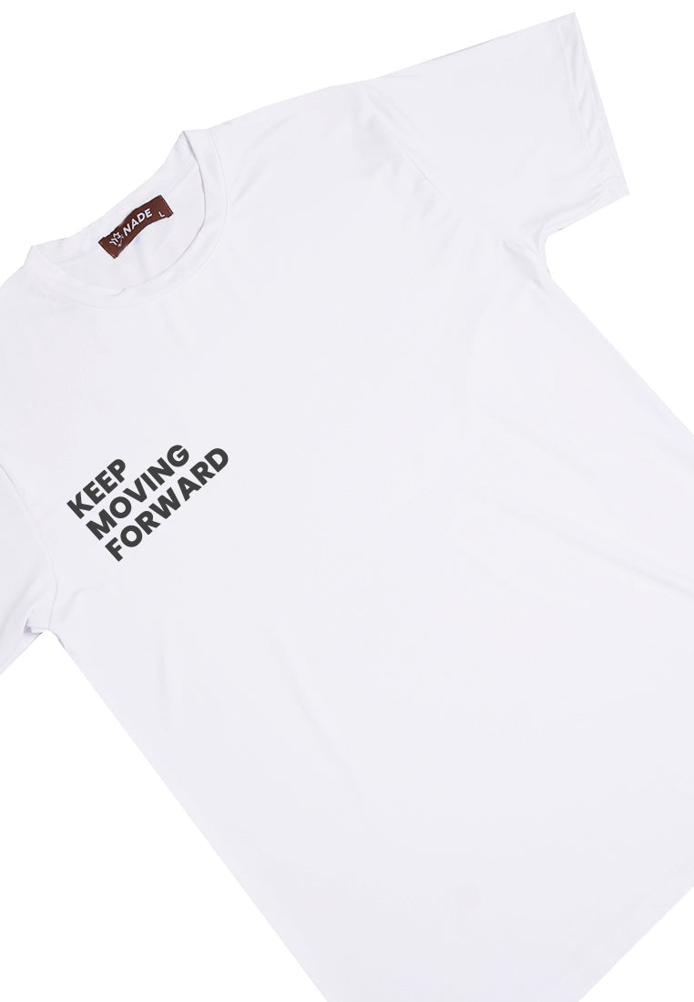 NTD93 Kaos Gym Stretch Nade "keep moving forward" putih