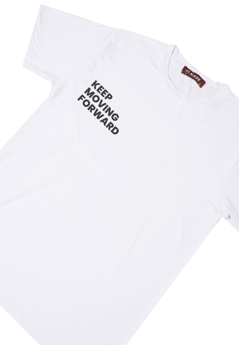 NTD93 Kaos Gym Stretch Nade "keep moving forward" putih