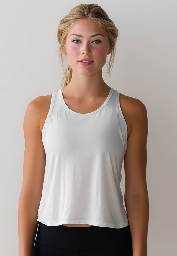 LSD89 tank top crop olahraga  sport gym wanita nanoamid polos putih
