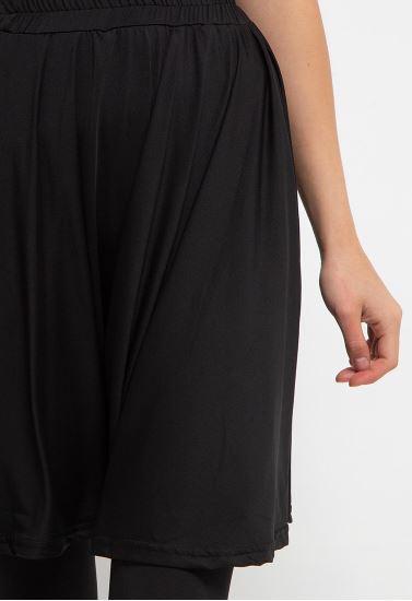LB108 Legging Rok Olahraga Dual Layer (2-In-1) Hitam polos