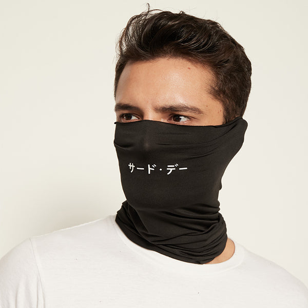 AMD09 Masker Kain 4-in-1 Penutup Mulut Hitam Logo