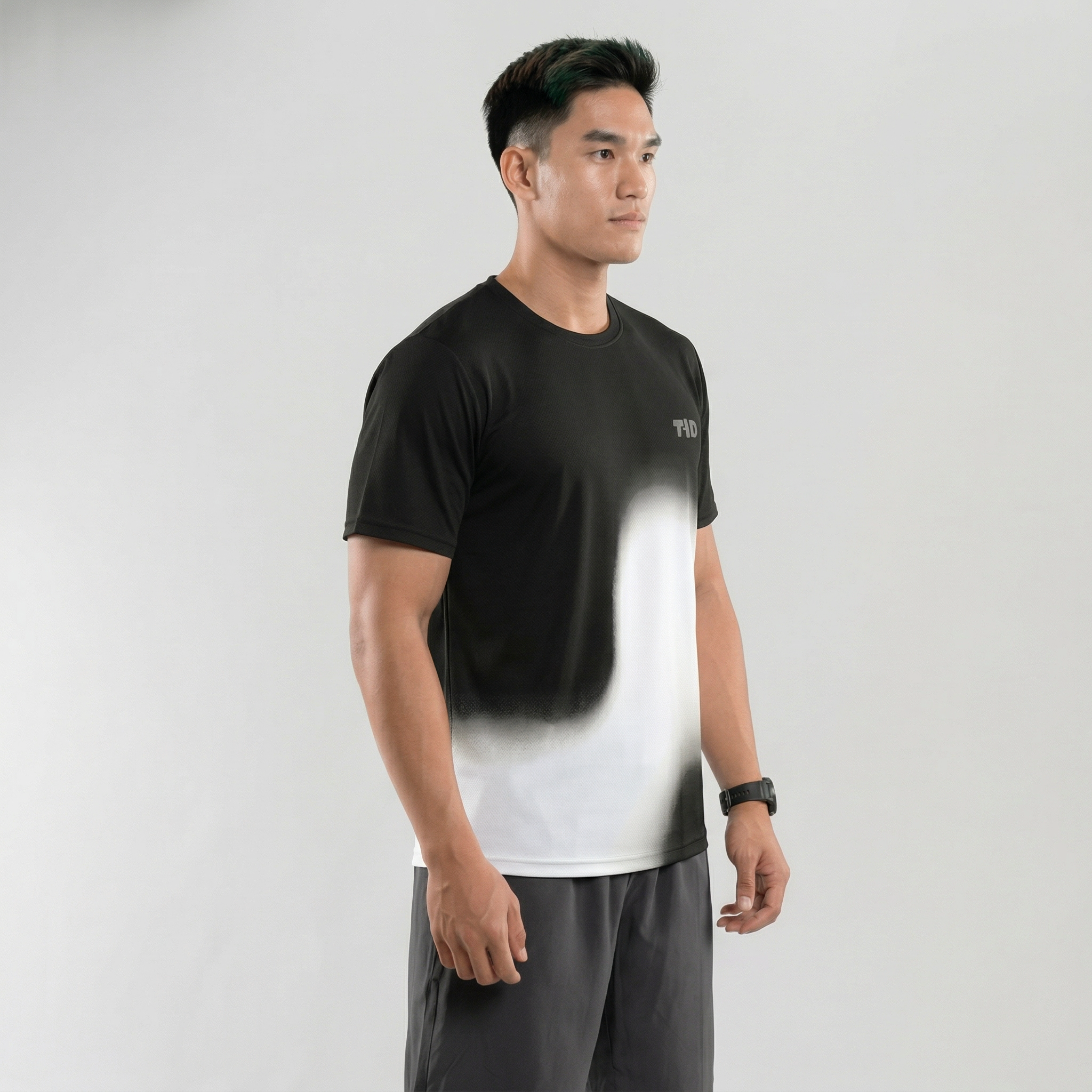 TDACTIVE Jersey Padel Pria PoreTech | cepat kering , berpori dan ringan | White flow black white MSB61