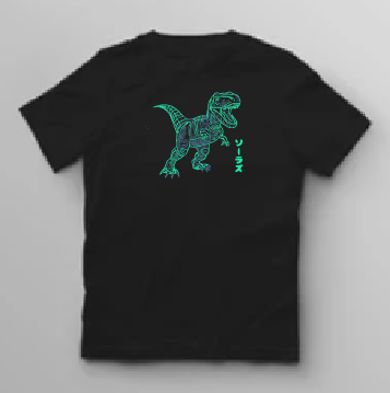 KU052 Kaos Anak Boy Girl neon trex hitam