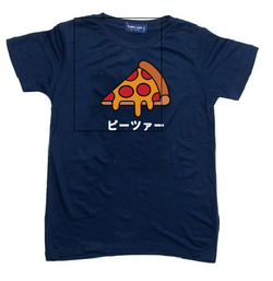 KU044 Kaos Anak Bahan Adem Halus "pizza" navy