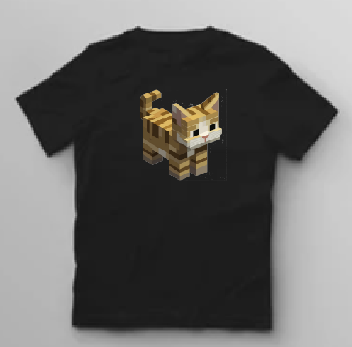 KU100 Kaos Anak "pixel cat" hitam
