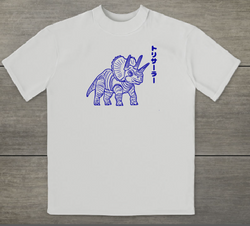 KU059 Kaos Anak Boy Girl neon triceratops putih