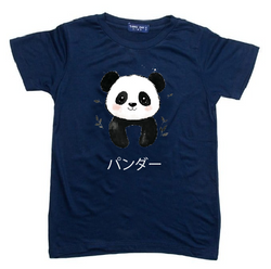 KU045 Kaos Anak Bahan Adem Halus "panda" navy
