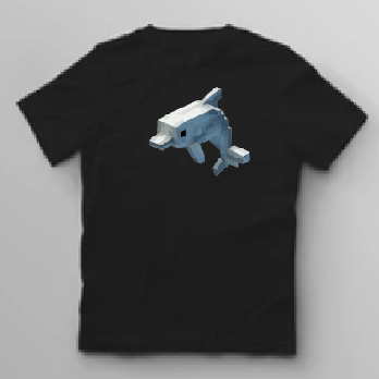 KU101 Kaos Anak "pixel dolphin" hitam