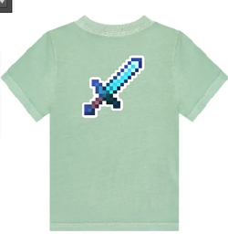 KU114 Kaos Anak "mcraft sword" hijau sage
