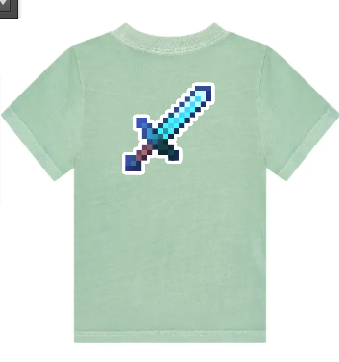 KU114 Kaos Anak "mcraft sword" hijau sage