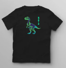 KU061 Kaos Anak Boy Girl neon raptor hitam