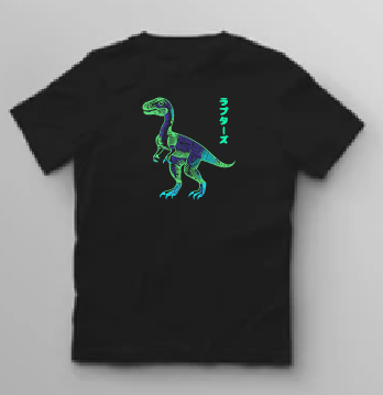 KU061 Kaos Anak Boy Girl neon raptor hitam