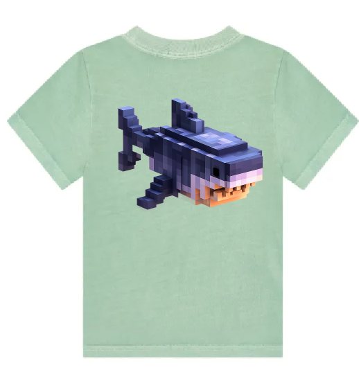 KU179 kaos anak MC shark hijau sage