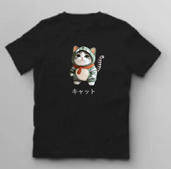 KU048 Kaos Anak Bahan Adem Halus "kucing costume" hitam