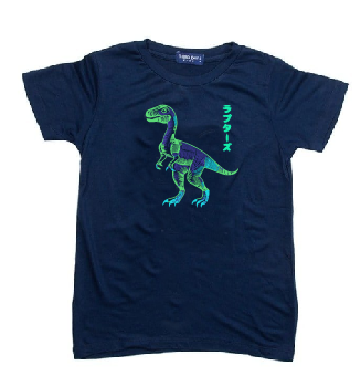 KU062 Kaos Anak Boy Girl neon raptor navy