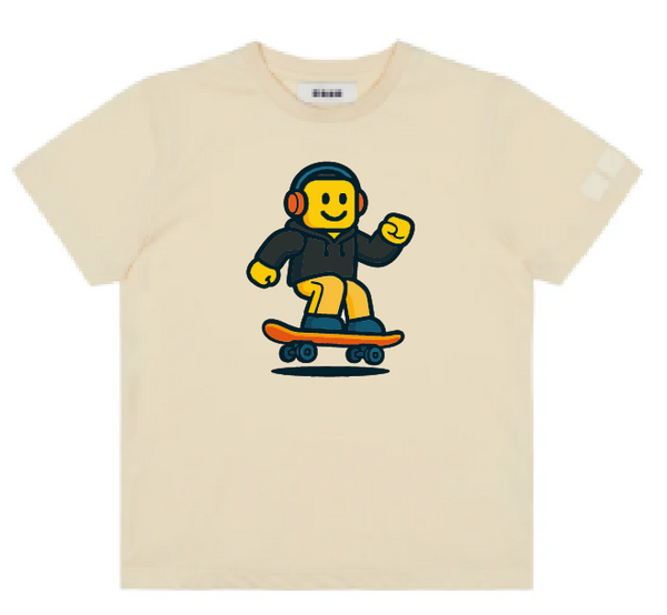 KU149 Kaos Anak Instacool "lego skate" light cream