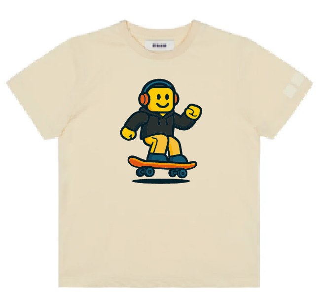 KU149 Kaos Anak Instacool "lego skate" light cream