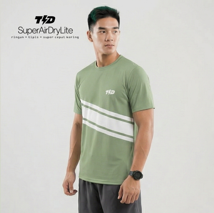 TDACTIVE Kaos Lari Pria Lengan Pendek hijau sage SuperAirDryLite MSB42