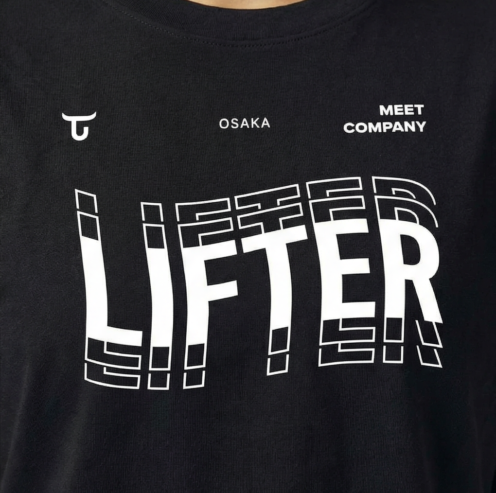 THIRDDAY Kaos Crop Oversize Gym Wanita - lifter repeat - OLC hitam LTH39