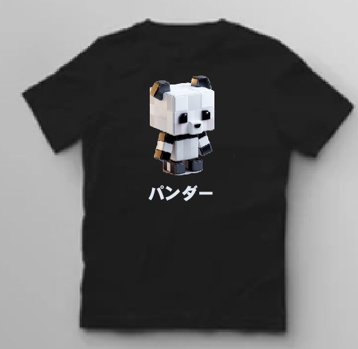 KU159 Kaos Anak "mc panda" instacool hitam