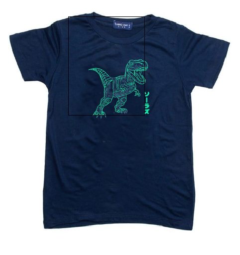 KU053 Kaos Anak Boy Girl neon trex navy