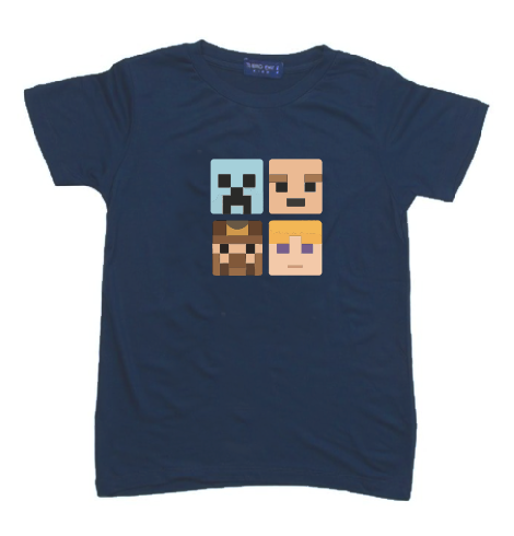 KU136 Kaos Anak Instacool "mc faces" biru denim