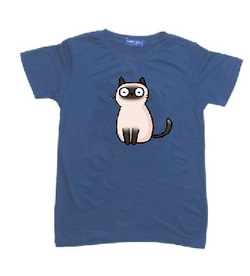 KU134 Kaos Anak Instacool "schocked cat" biru denim