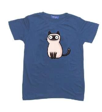 KU134 Kaos Anak Instacool "schocked cat" biru denim