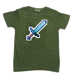 KU120 Kaos Anak Instacool "mcraft sword" hijau army