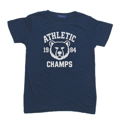 KU137 Kaos Anak Instacool "athletic bear" biru denim
