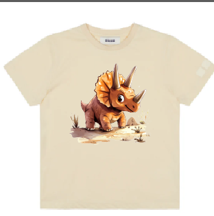KU105 Kaos Anak "triceratops" cream