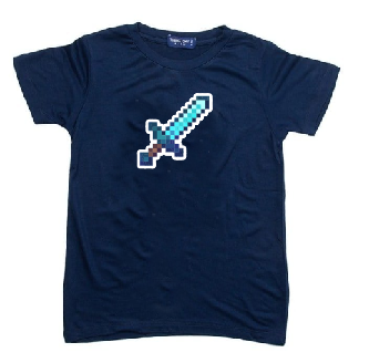 KU093 Kaos Anak "pixel sword" navy