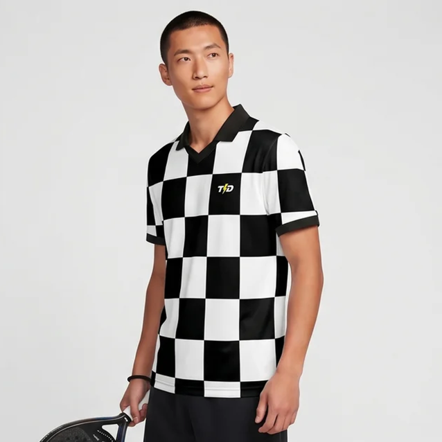 TDACTIVE Jersey Padel Pria Kaos Polo Olahraga Pria PoreTech Adem Seperti Katun Cepat Kering Padel Tenis Badminton - Checkerboard series MSB69